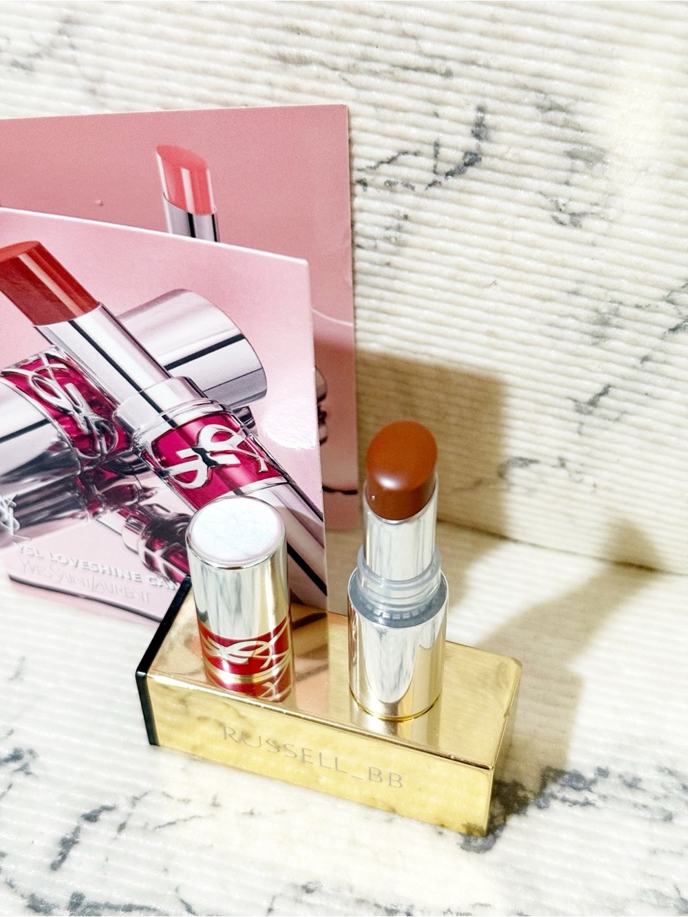 YSL Candy Glaze Mini Lip Gloss Stick Shade 19 Salted Caramel: Rosy Caramel Brown - Picture 3 of 7